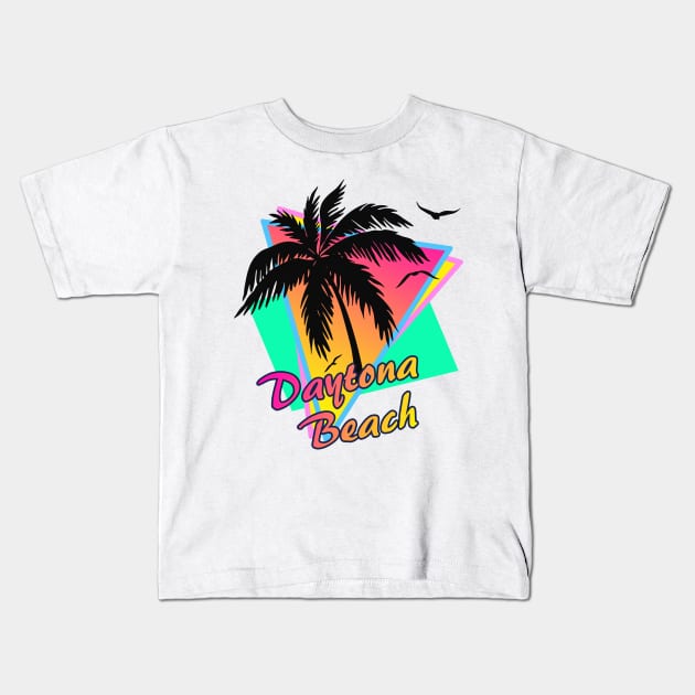 Daytona Beach Cool 80s Sunset Kids T-Shirt by Nerd_art